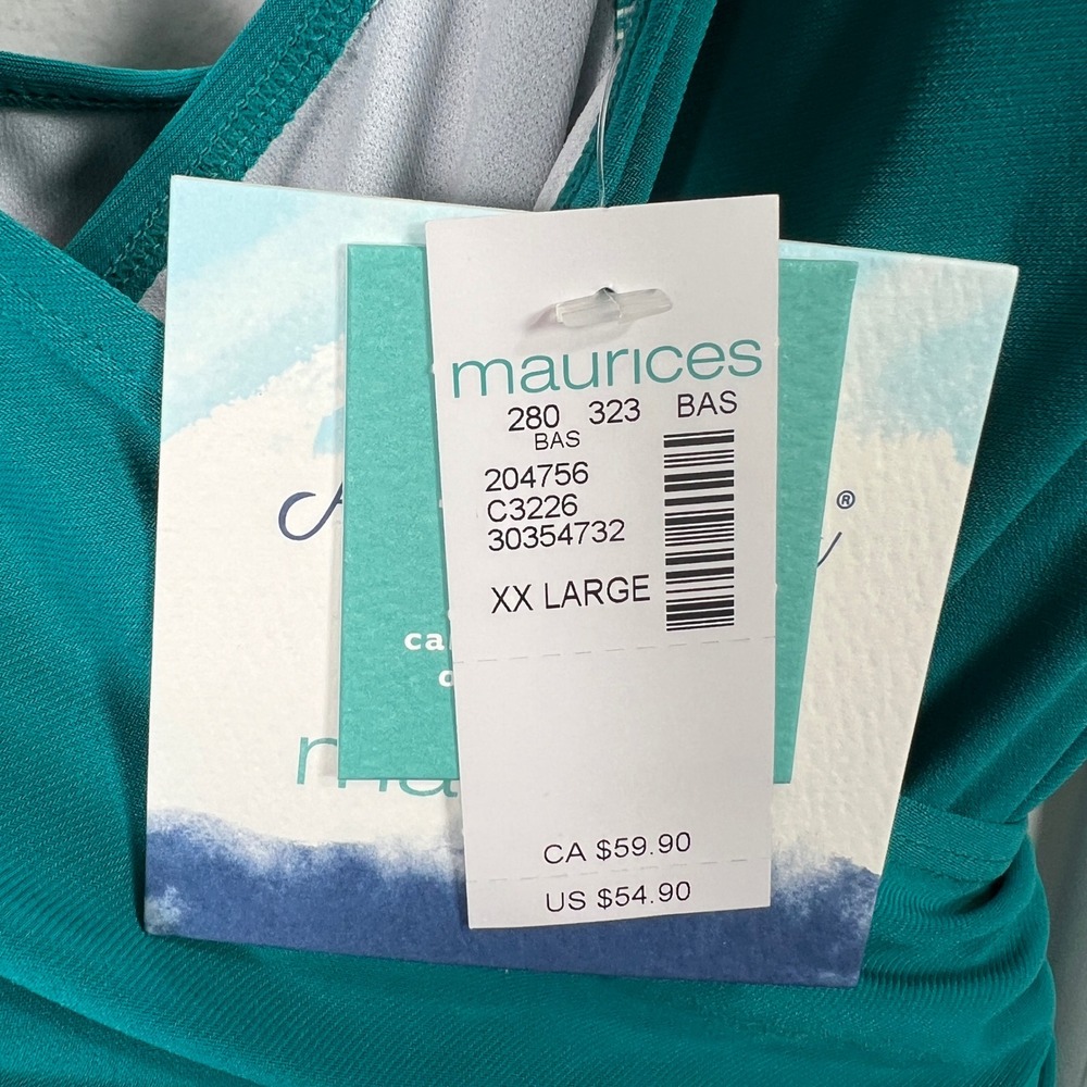 Maurices American Beach Teal Green Surplice Swim Dress XXL‎ 204756 NWT - Picture 2 of 7